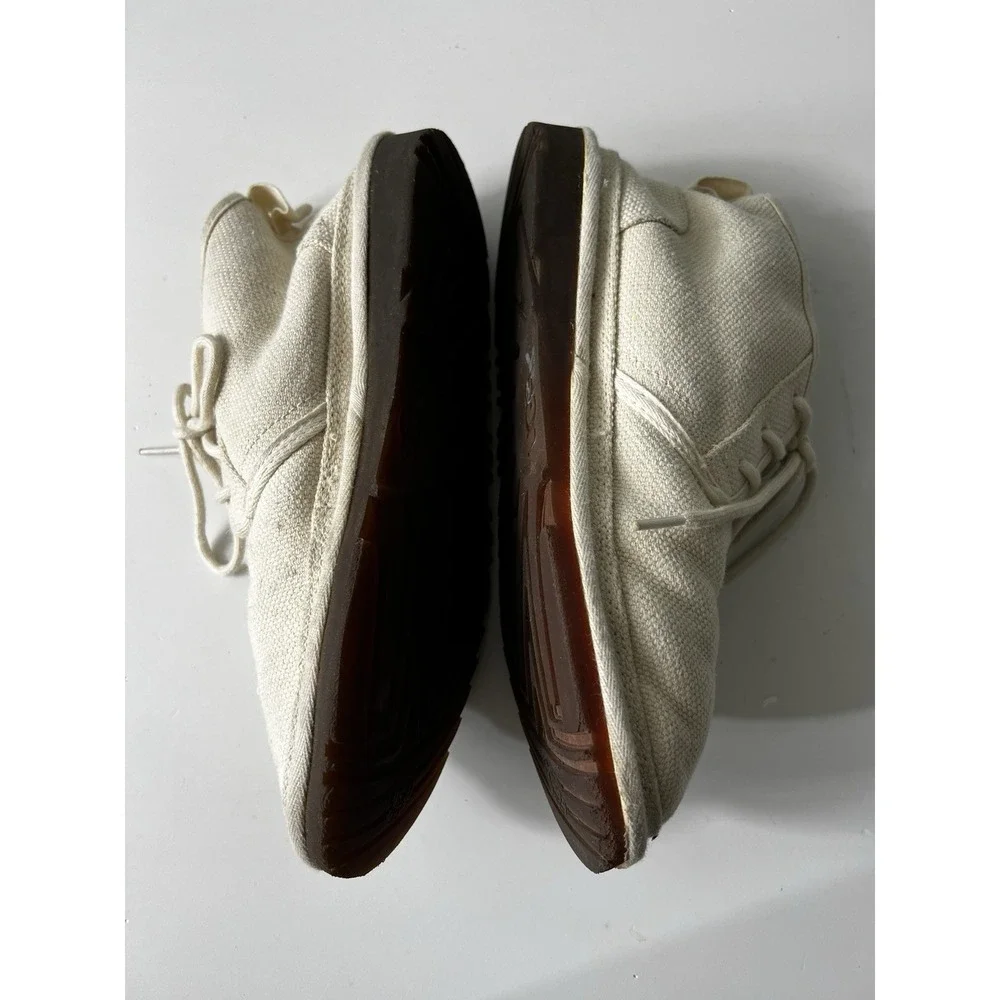 UGG Chukka Boots Mens 10 Cream Canvas Neumel Faux Fur Lined Lactae Hevea Sole